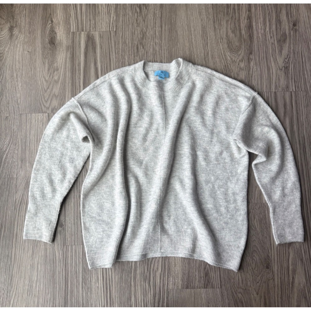 CeCe Womens Heather Gray Crewneck Oversized Sweater Long Sleeve Drop Shoulder S